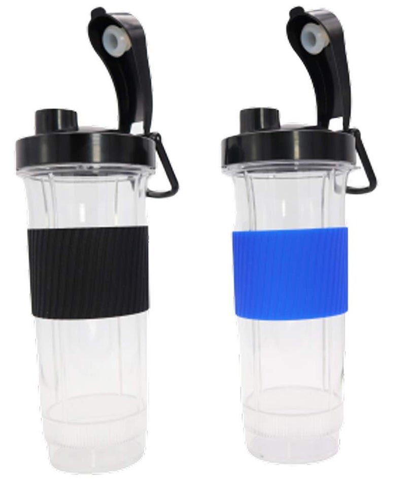 Blendin Replacement Cup with Flip Top To Go Lid - Blender Jar Accessories Compatible with Magic Bullet Blender MB-1001, MB-1001B, MBR-1101, MBR-1701, MBR-1702, MBR-0301-22.5oz Cups (2 Pack) - Image 1